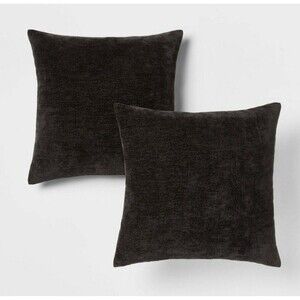 Threshold Black Chenille Square Throw Pillows 2-Pack Home Décor NEW